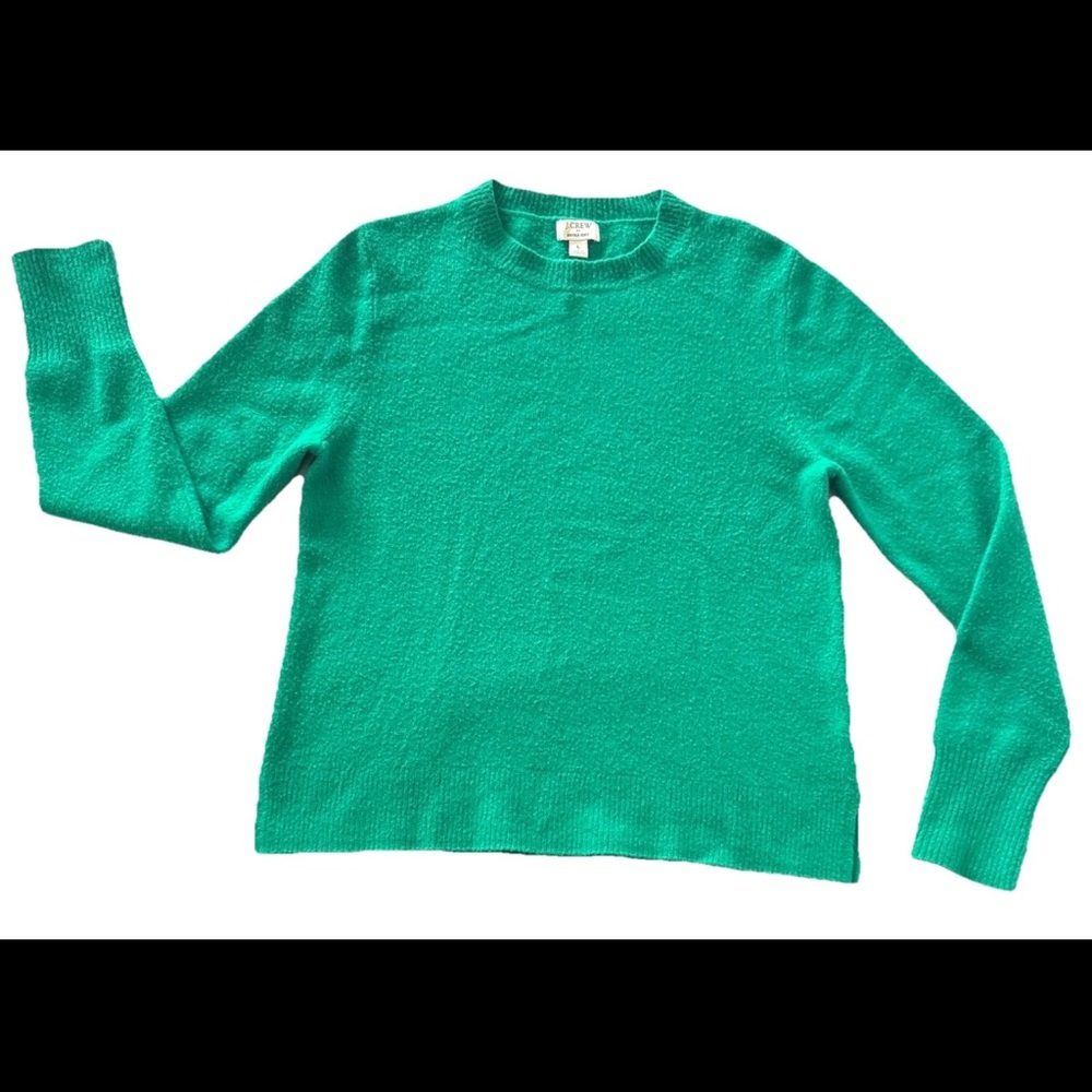 J. Crew Crewneck Sweater Extra Soft Yarn Green Size L